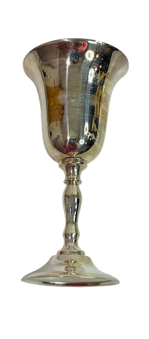 Set of 6 Silverplated Mini Goblets Cordial Glasses Stemmed 3.75"