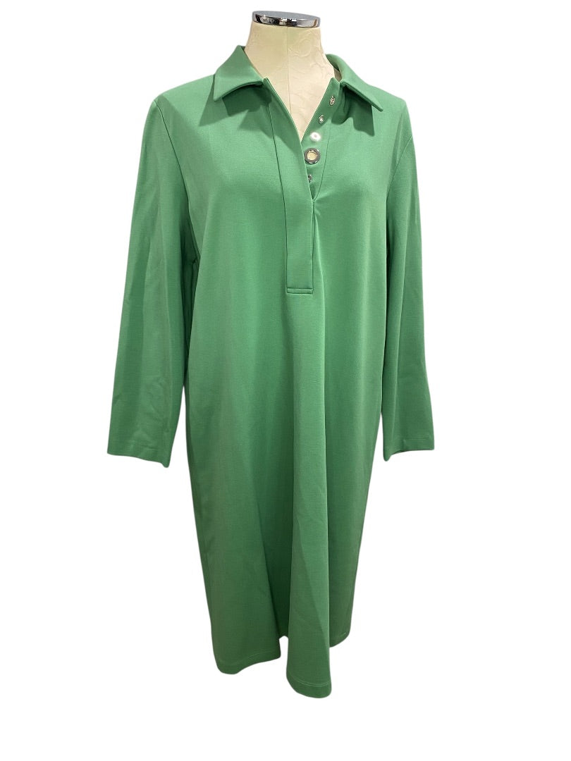 Large Lafayette 148 New Jade Ponte Knit Collared Dress Pockets