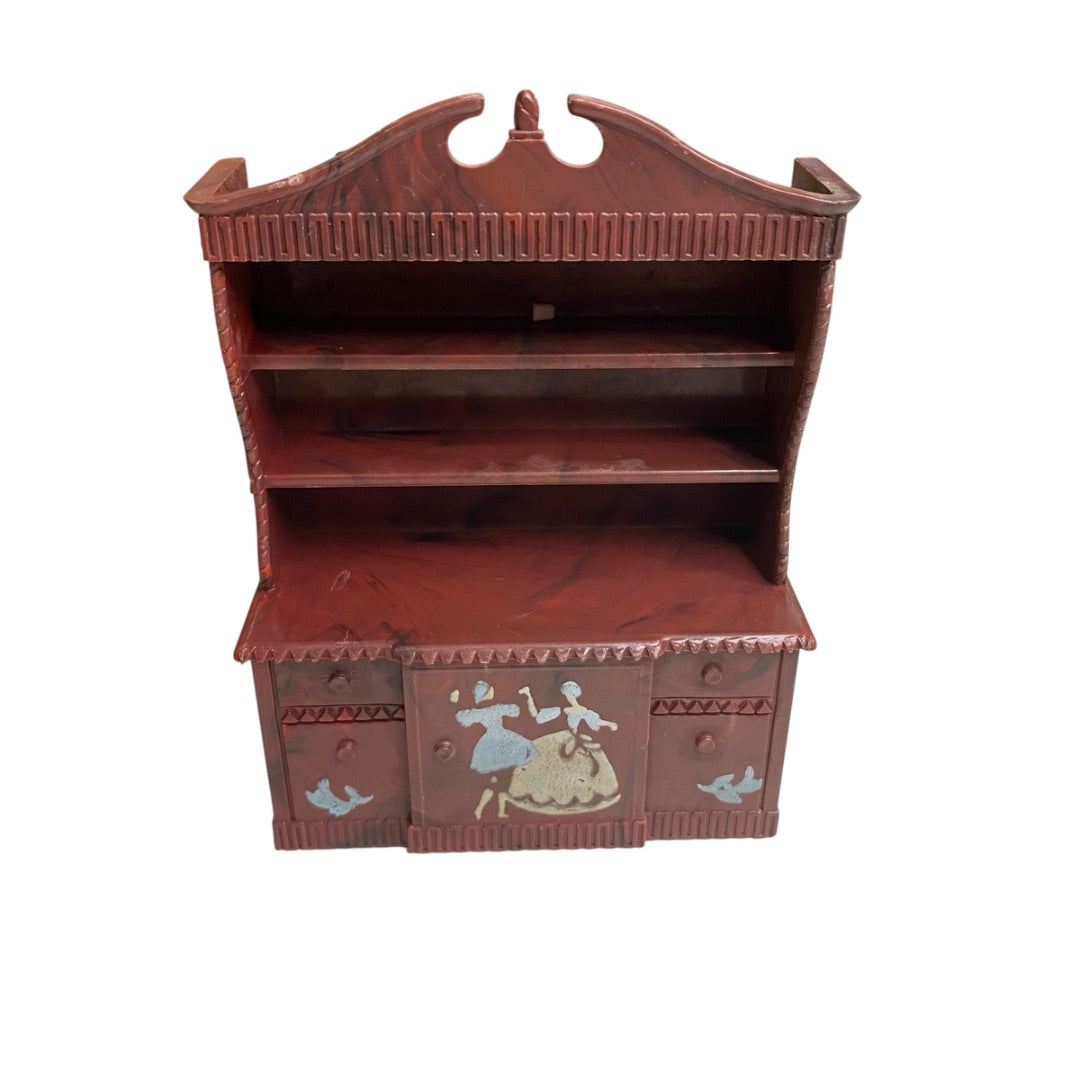1950s Renewal Dollhouse Miniature Hutch Stenciled 1:12 Scale Plastic