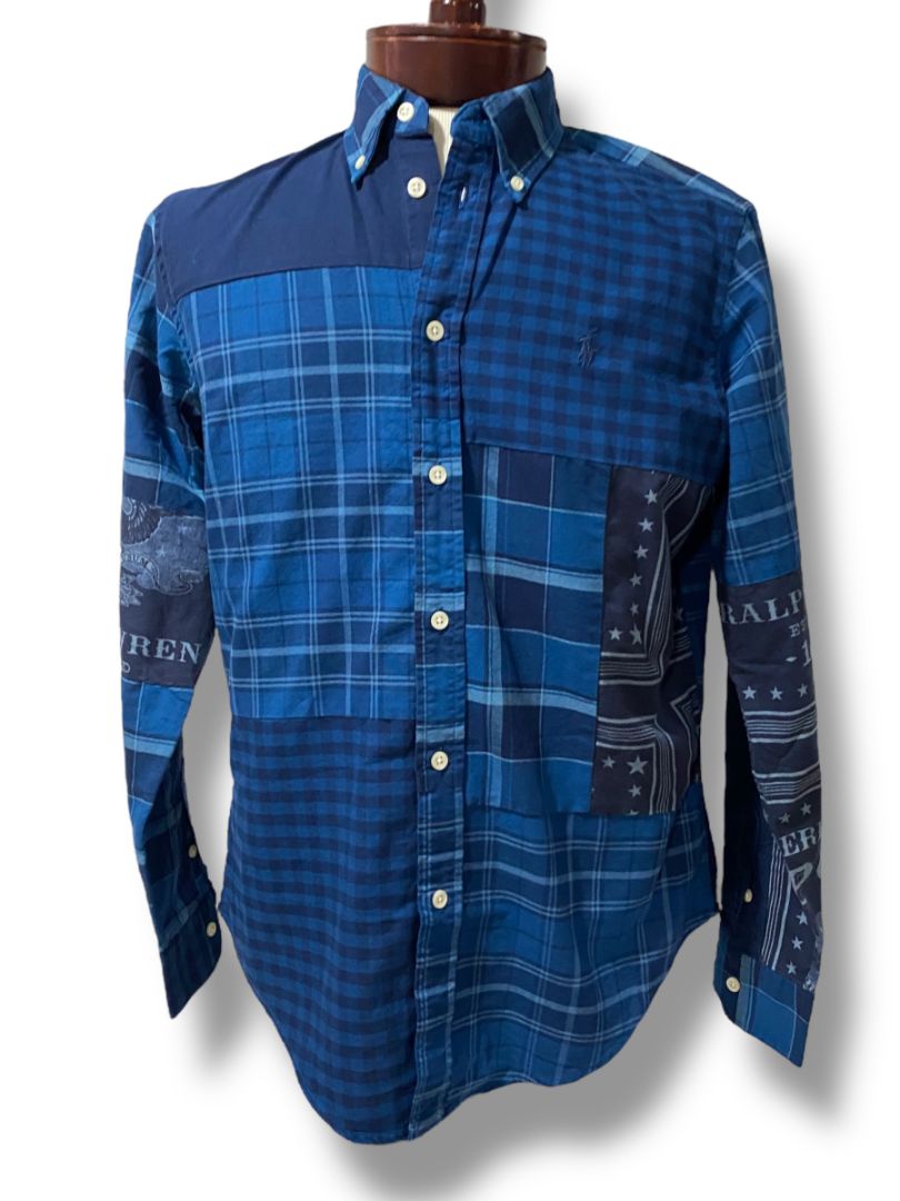 Medium Ralph Lauren Mens Button Down Patchwork Eagle Stamp Shirt
