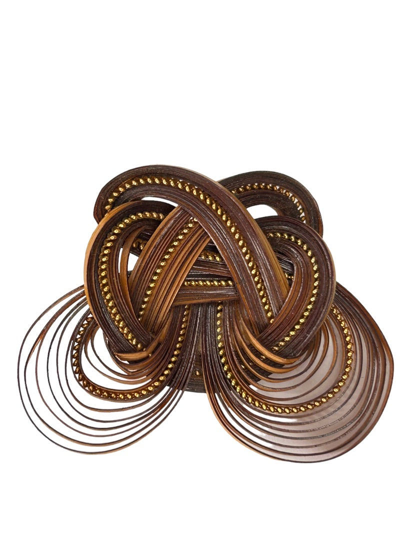 Quilled Dark Brown Brooch Pin Fold Art Dark Brown Goldtone 2"