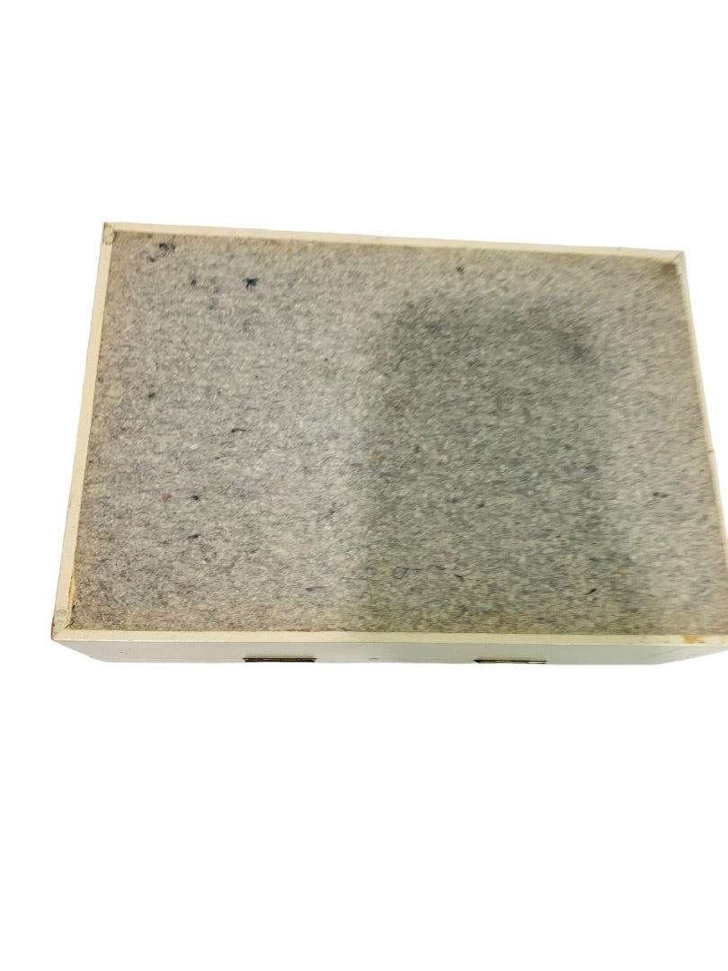 1950s Cream Beige Jewelry Box Red Lining Pop Up Tray Retro