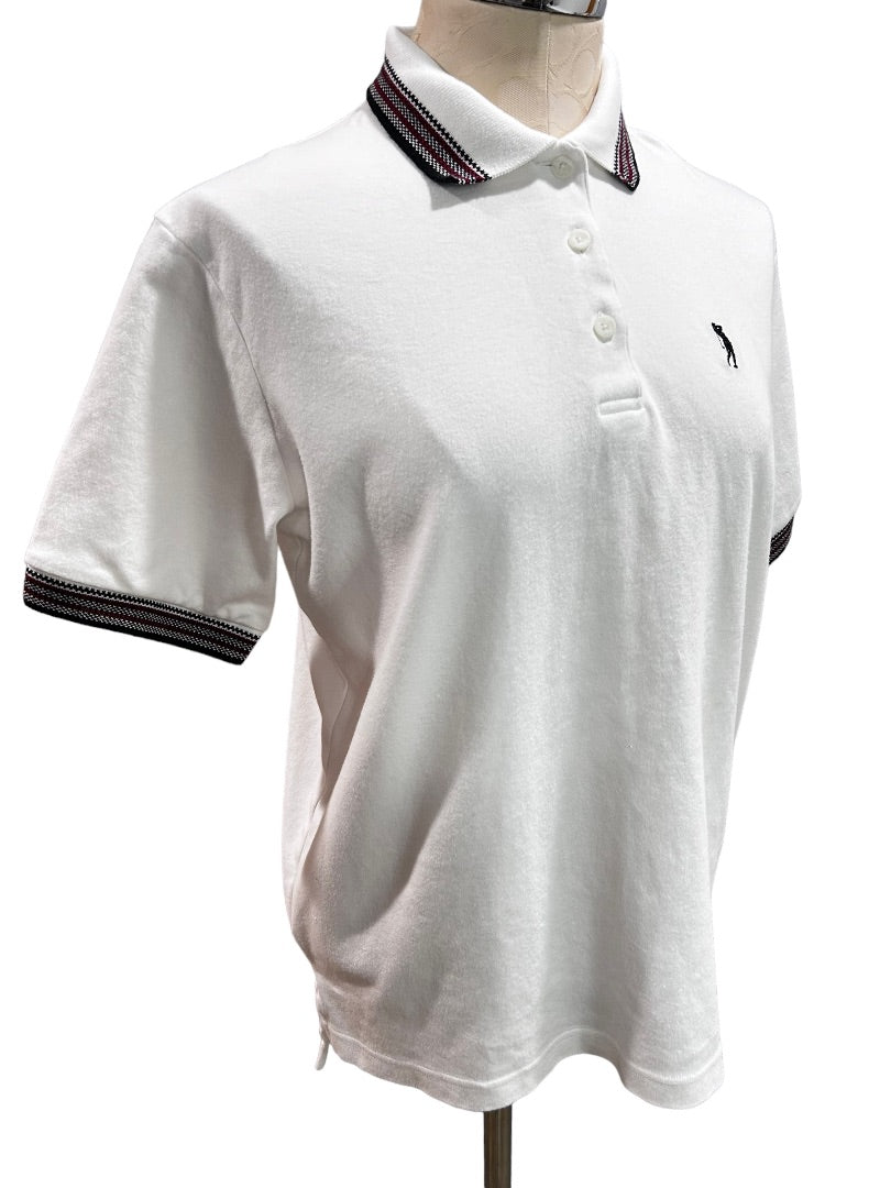 Large Izod Ladies White Golf Blue Trim Vintage 1980s