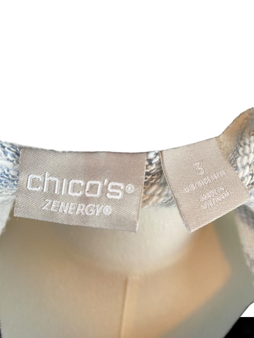 16/18 Chico's Zenergy Lightweight Sweatshirt Stripe Solid Periwinkle Blue