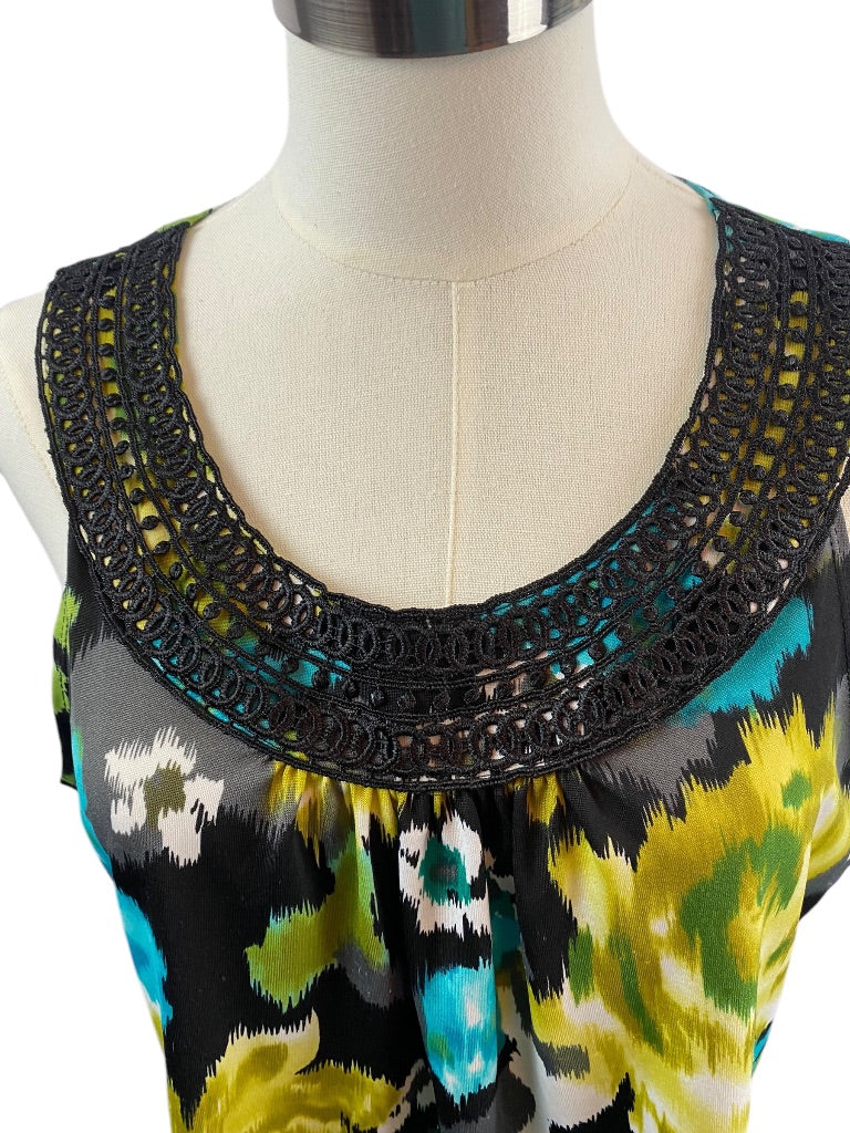 XL Vintage Suzie Pullover Sleeveless Blouse Crochet Scoop Neckline