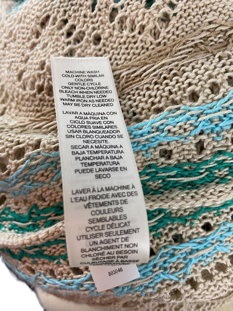 Small Chico's Women's Summer Linen Boho Fringed Loose Knit Cardigan Sweater