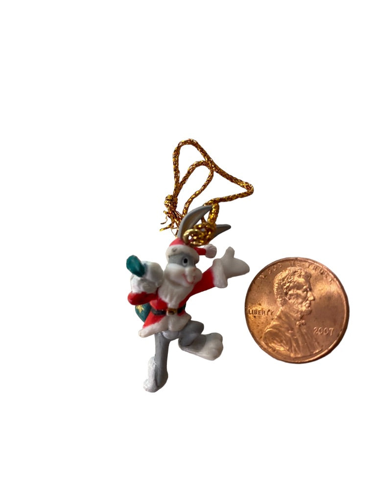 Vintage 1995 Looney Tunes Miniature 1.5" Bugs Bunny Santa Christmas Holiday Warner Bros Ornament