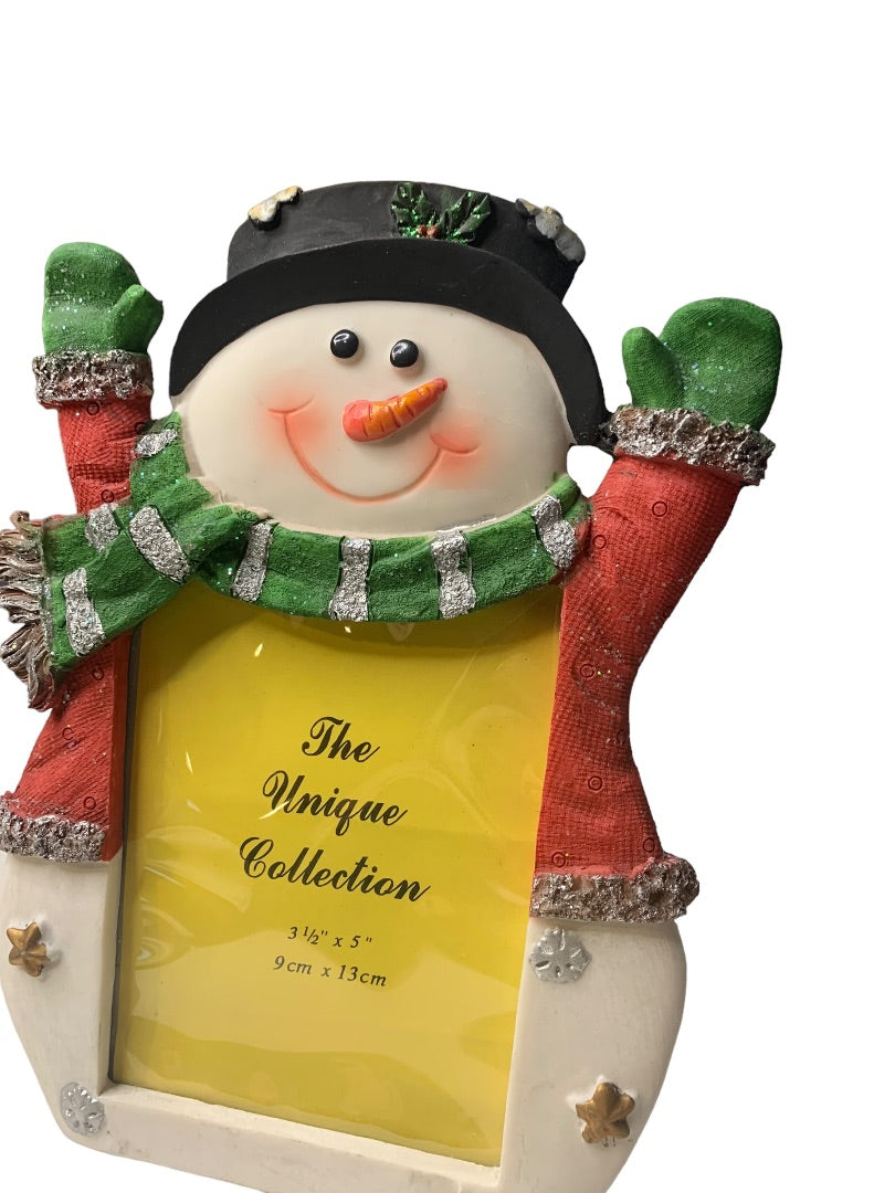 Jubilee Giftware Snowman Painted Plastic Resin Tabletop Photo Frame for 3.5x5"