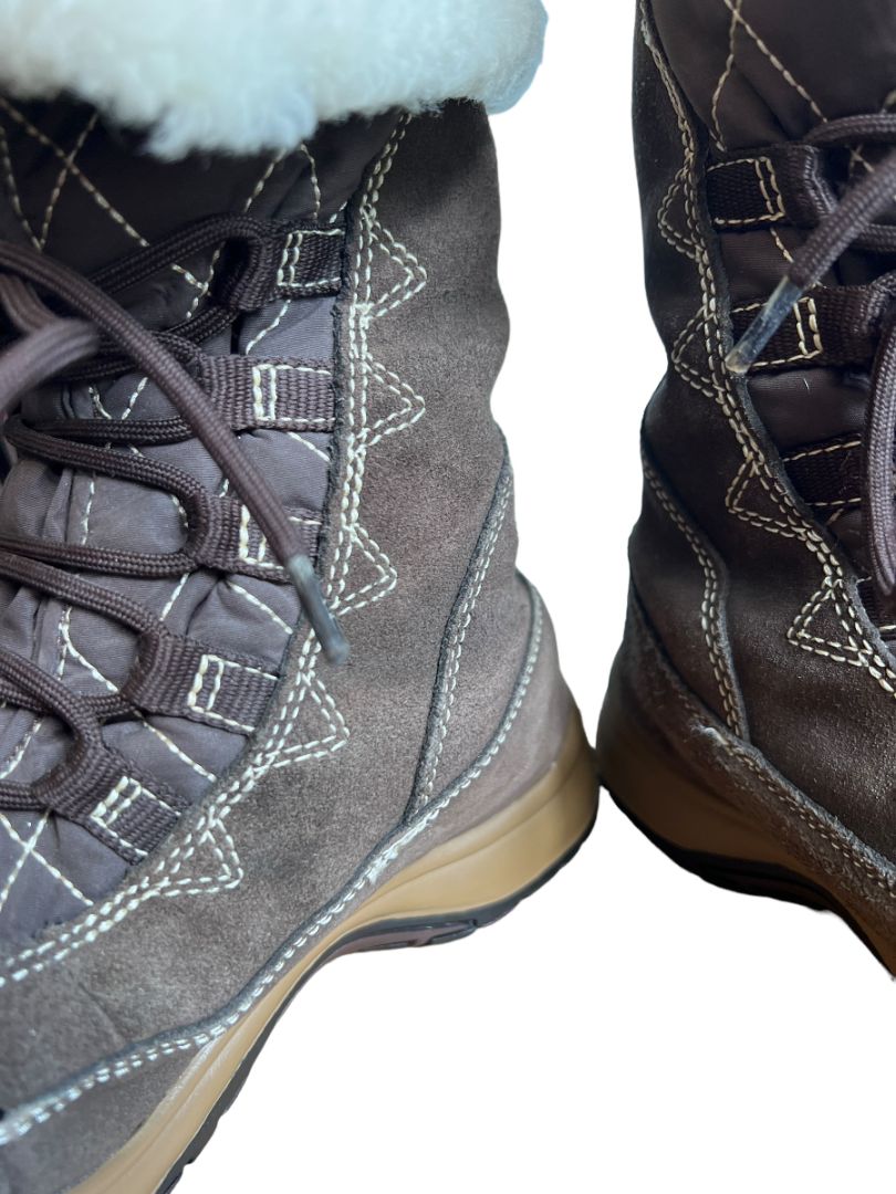 Size 8.5m EDDIE BAUER Weather Edge Insulated Winter Snow Boots Women's Brown Leather