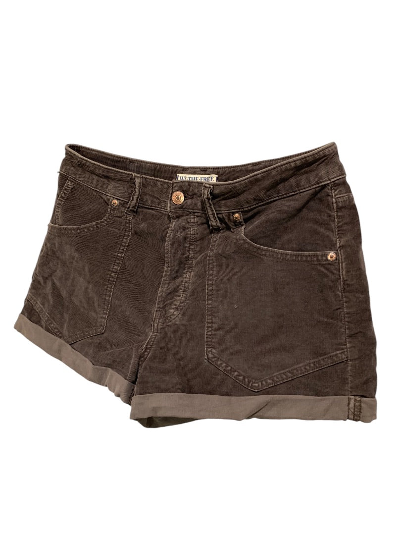 Size 27 We The Free People Womens Brown Corduroy Cuffed Shorts Buttonfly