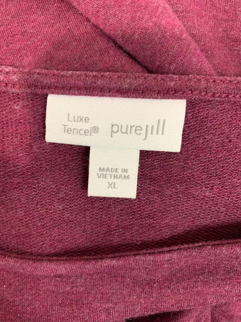 XL PureJill J.Jill Midi Dress Luxe Tencel Soft Shift Long Sleeve Pockets