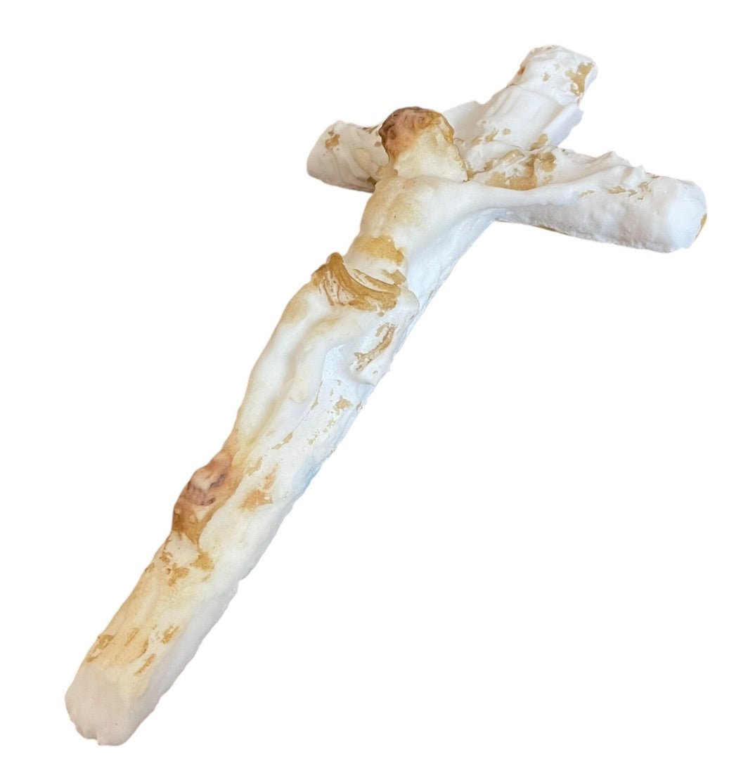 Unique Plaster Mold Crucifix Jesus on the Cross 13.5 x 7.5"