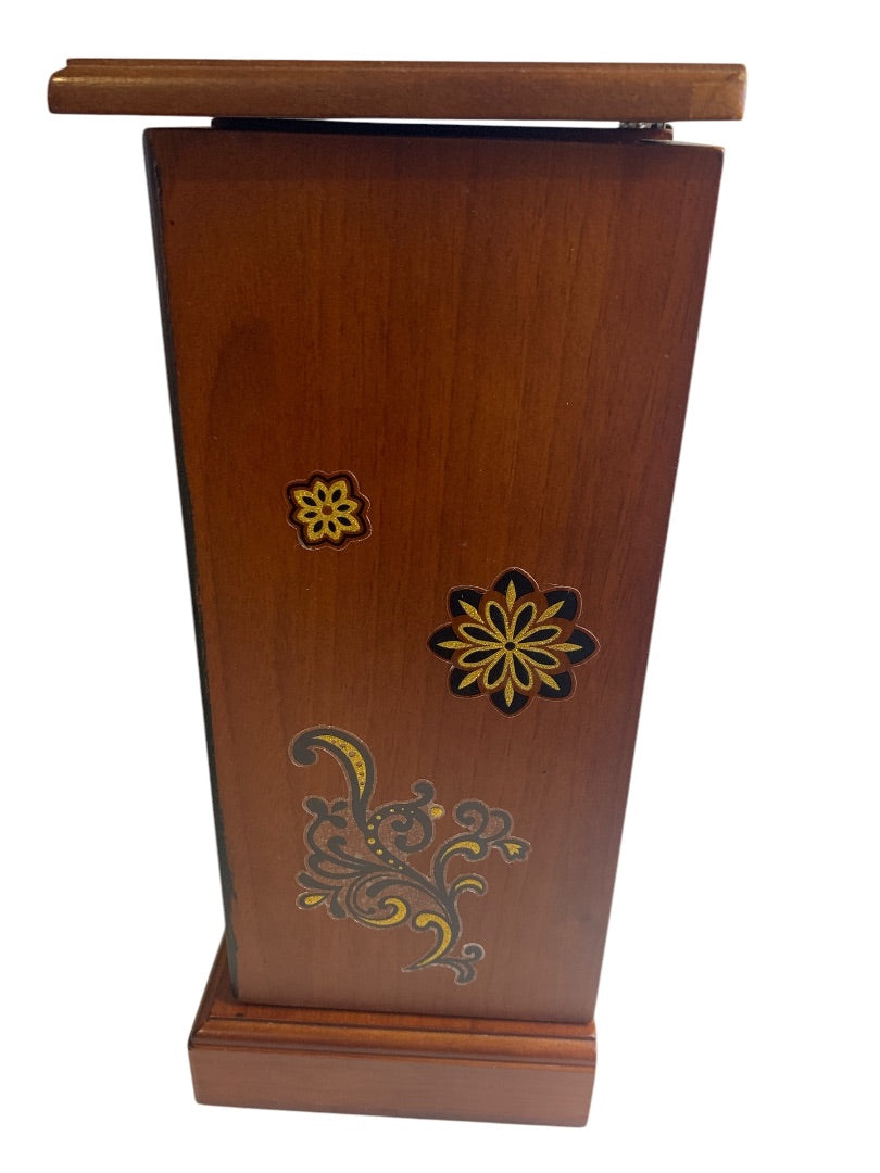 Tabletop Jewelry Armoire Brown Black Refinished 11"h x 9.5"l
