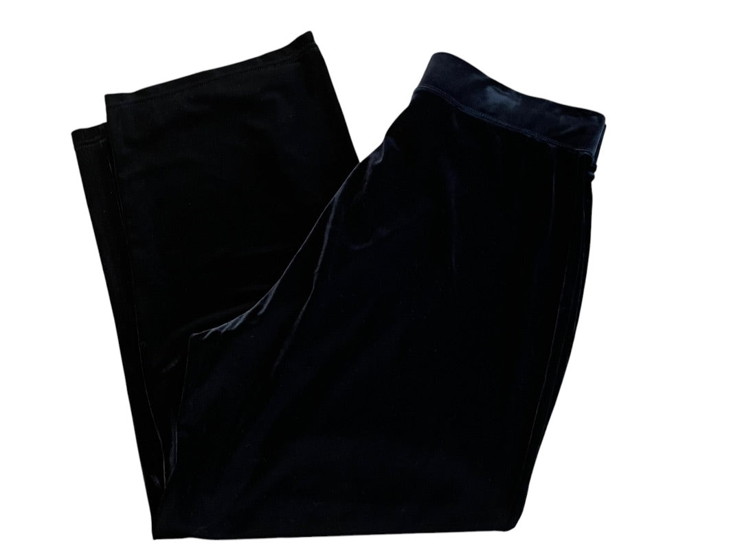 1XP Susan Graver Petite Elastic Waist Pants Black Velour Pull On