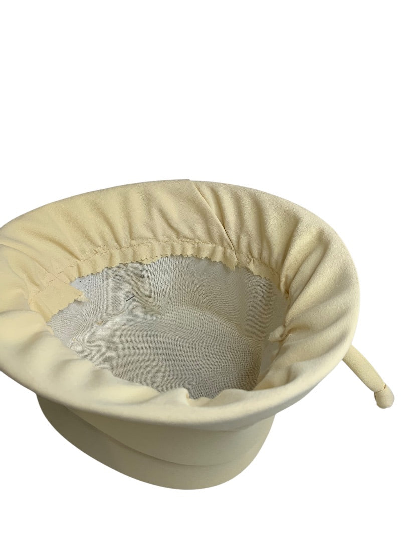 Size 7 Midcentury Beige Cloche Hat Handmade Unfinished Wire Brim