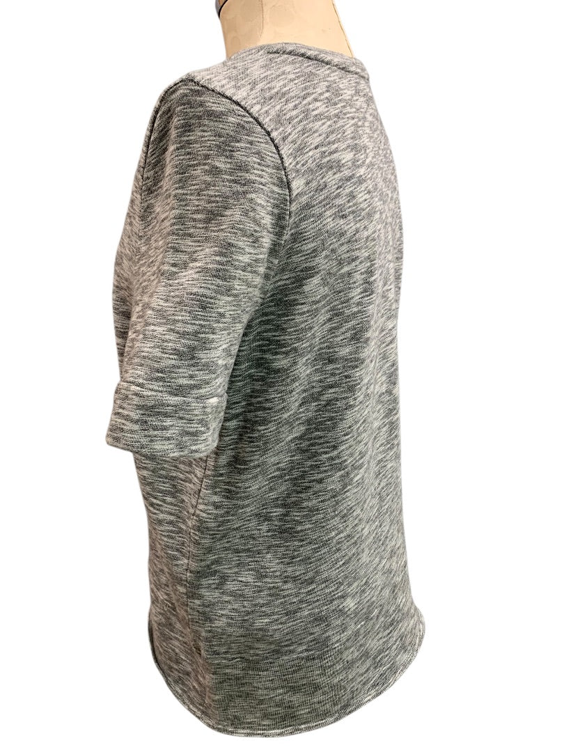 Large Petite Ann Taylor Loft Embellished Terry Short Sleeve Shirt Gray
