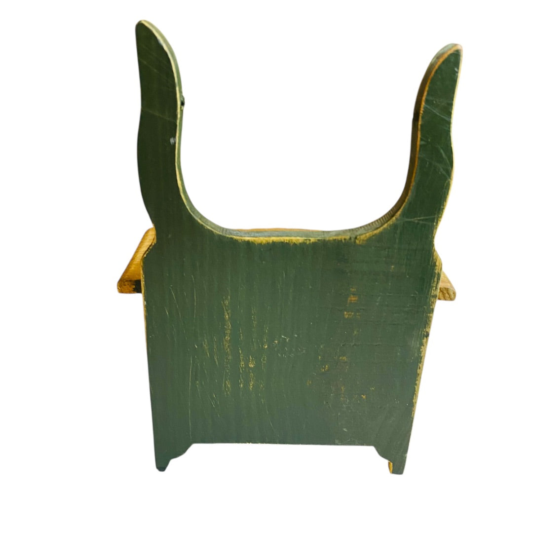 1980s Miniature Dollhouse Wash Basin Stand Rosemaling Hunter Green 6.75 Inch