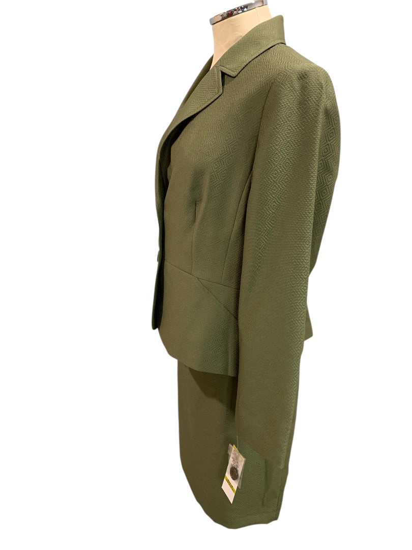 Size 14P Le Suit Petite New Womens Green Skirt Suit Jacket Blazer Olive Green