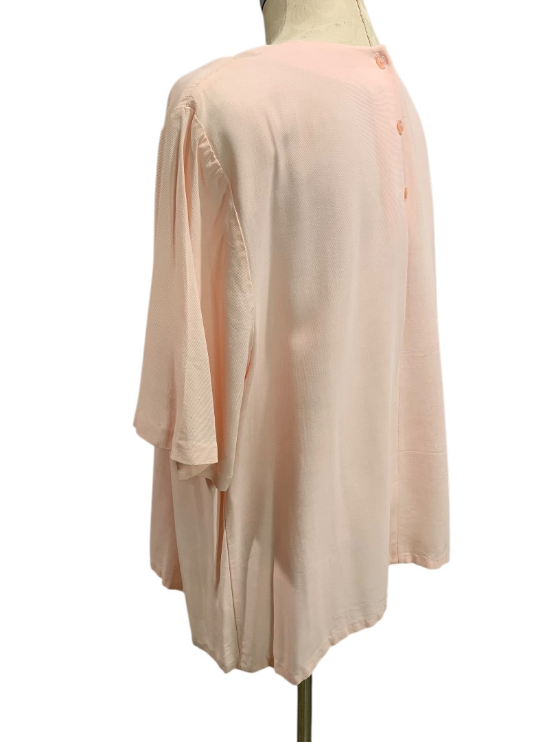 22W Ms Russ Womens 1980s Pink Blouse Shirt Short Sleeve Pullover
