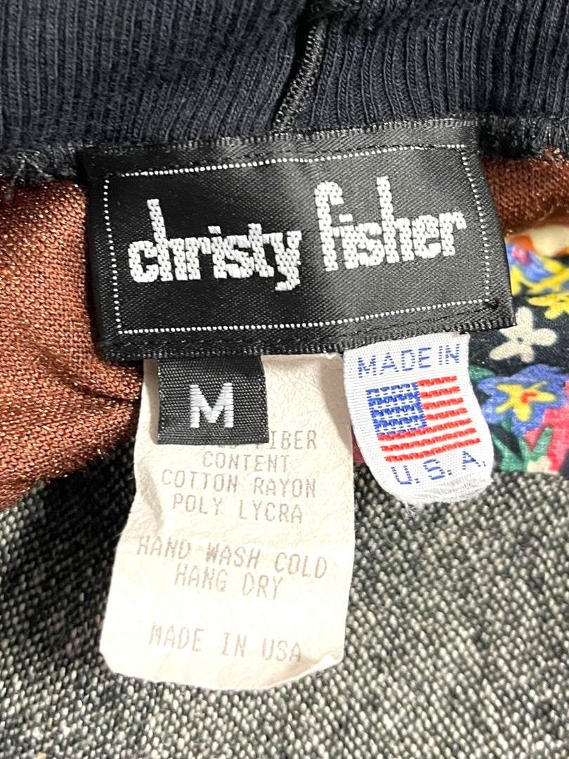 Medium Christy Fisher Sleeveless Patchwork Long Vest Made in USA