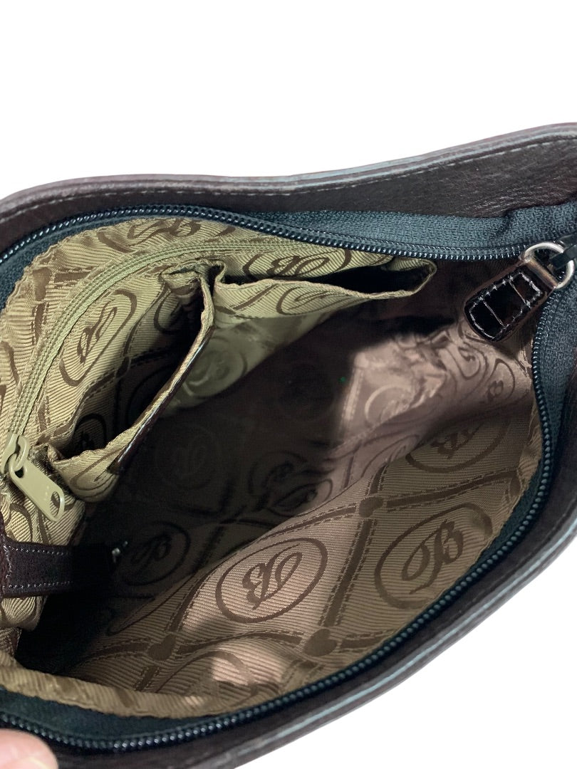 Brighton Cher Front Wallet Organizer Patent Leather Brown Crossbody Bag
