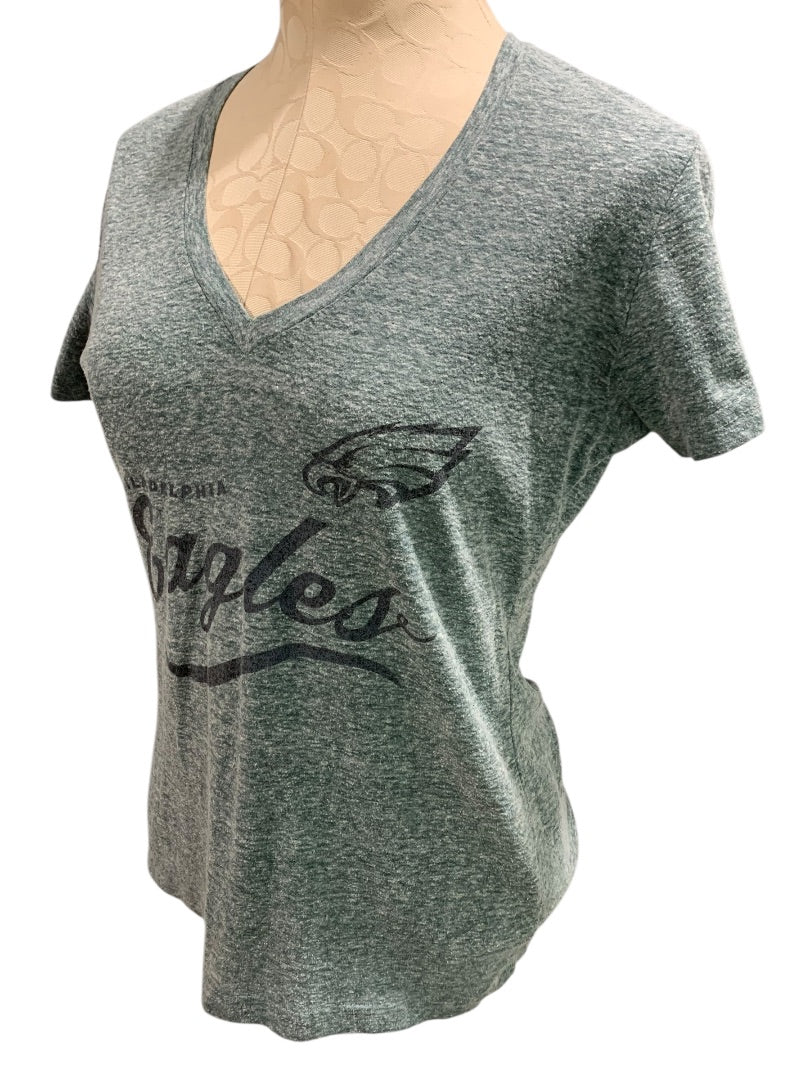 Small Majestic Fan Fashion Womens Philadelphia Eagles Tshirt V-Neck Green