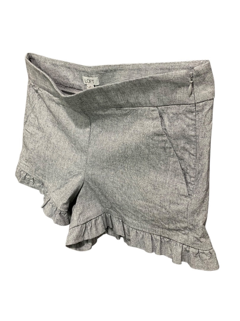 Size 4 Loft Womens Ruffle Hem Shorts Side Zip Blue