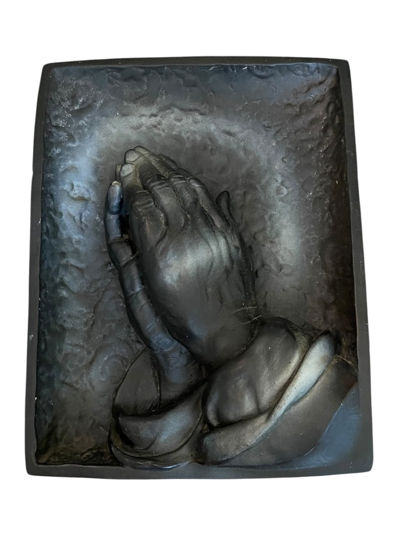 Praying Hands Dimensional Plaster Wall Hanging Plaque 10.5" x 8" x 1.5"