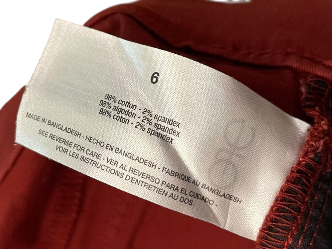 Size 6 Gloria Vanderbilt Womens Pull On Wide Leg Stretch Pants Burgundy