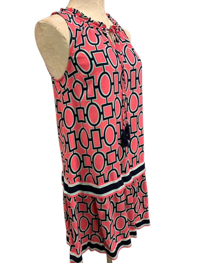 Medium Crown & Ivy Sheath Dress Sleeveless Pink Navy Blue Tassel