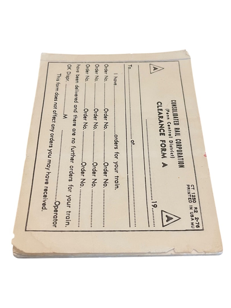 Consolidated Rail Corp Penn Central District Clearance Form A Pack