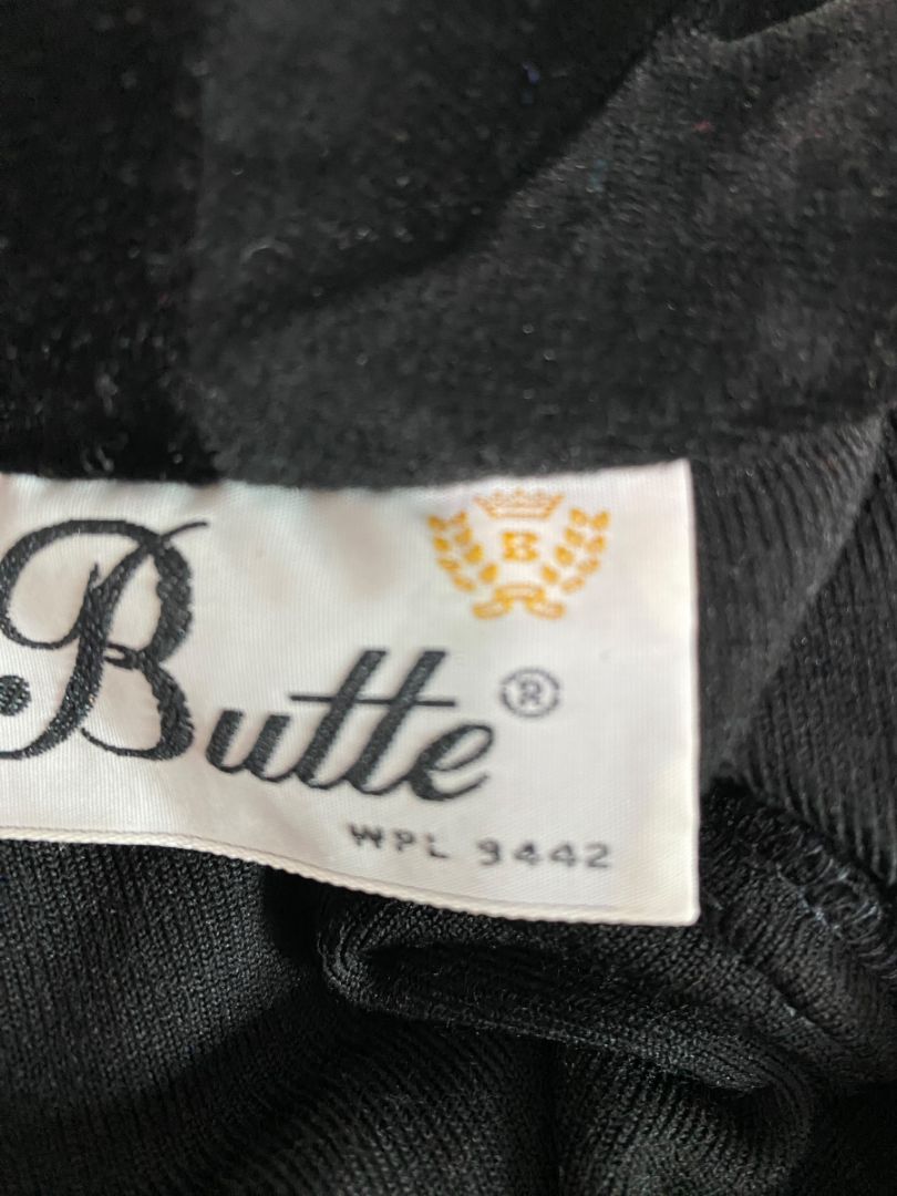 Size 12 Butte Vintage Black Velour Dress Wrap Style Bodice