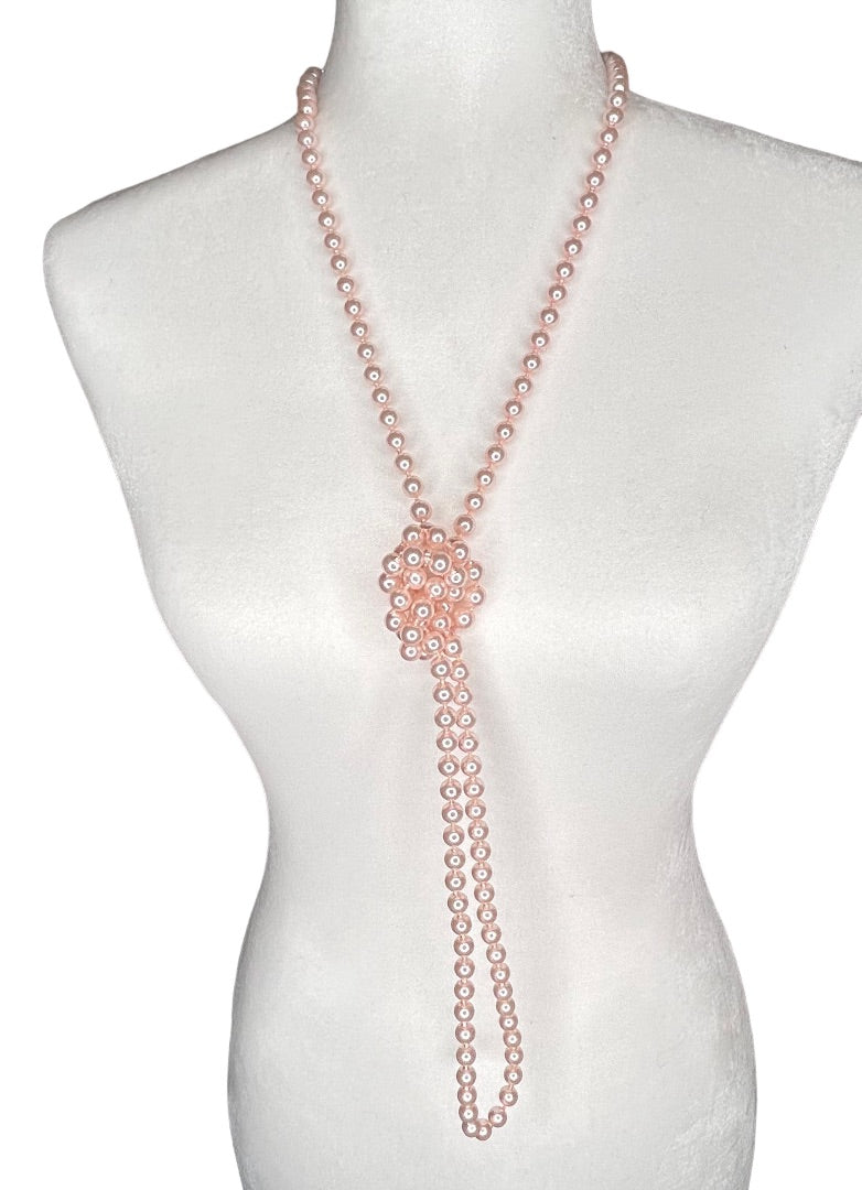 Light Pink Strand of Faux Pearls 54.5" Lobster Clasp