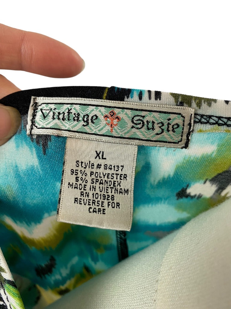 XL Vintage Suzie Pullover Sleeveless Blouse Crochet Scoop Neckline