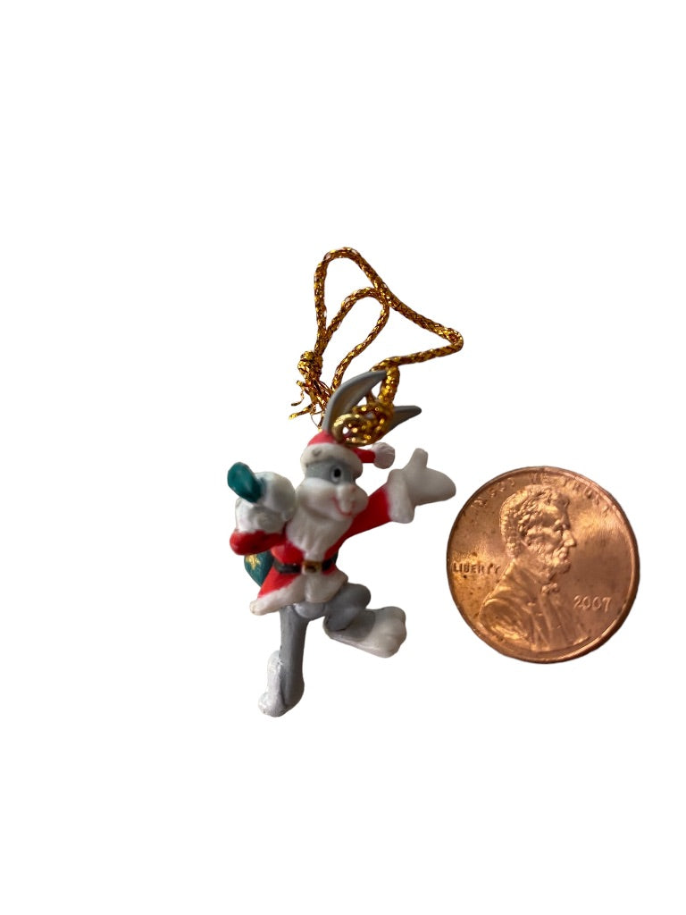 Vintage 1995 Looney Tunes Miniature 1.5" Bugs Bunny Santa Christmas Holiday Warner Bros Ornament
