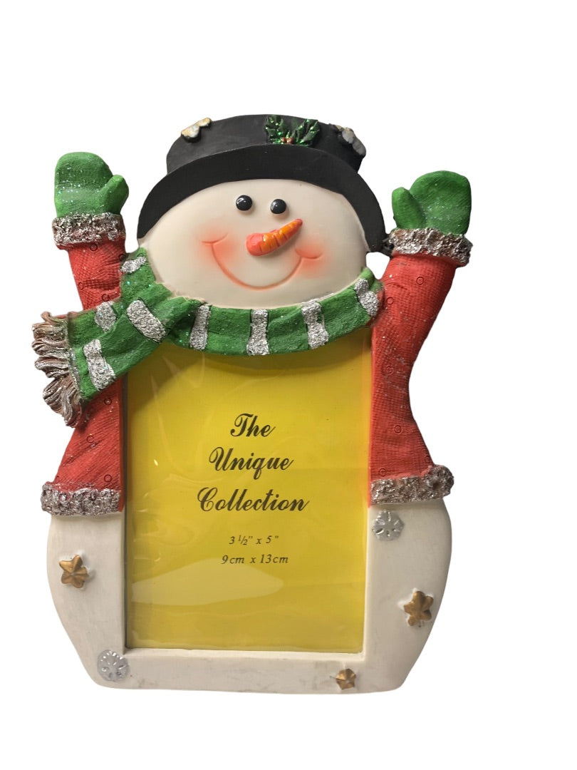 Jubilee Giftware Snowman Painted Plastic Resin Tabletop Photo Frame for 3.5x5"