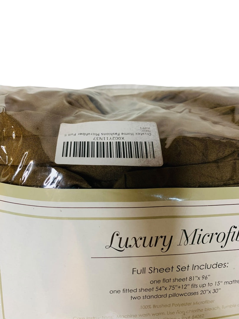 Luxury Microfiber Full Sheet Set Bronze Flat Fitted Sheet Pillowcases 2 Double New