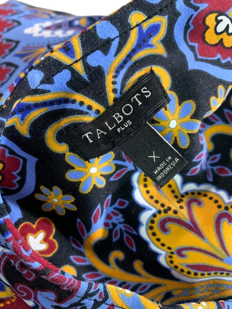 Size 0X Talbots Woman Multicolor Print Pullover Stretch Dress