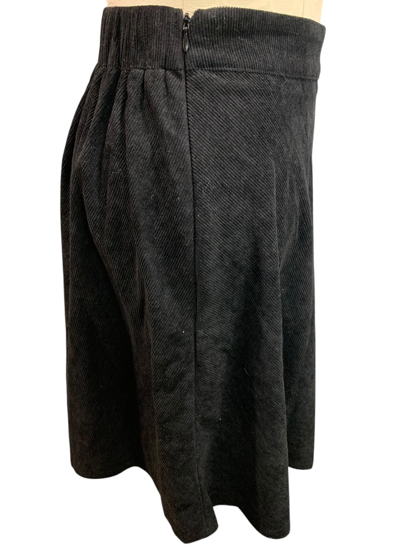 3XL Black Corduroy A-Line Skirt Side Zip Partial Elastic Waist