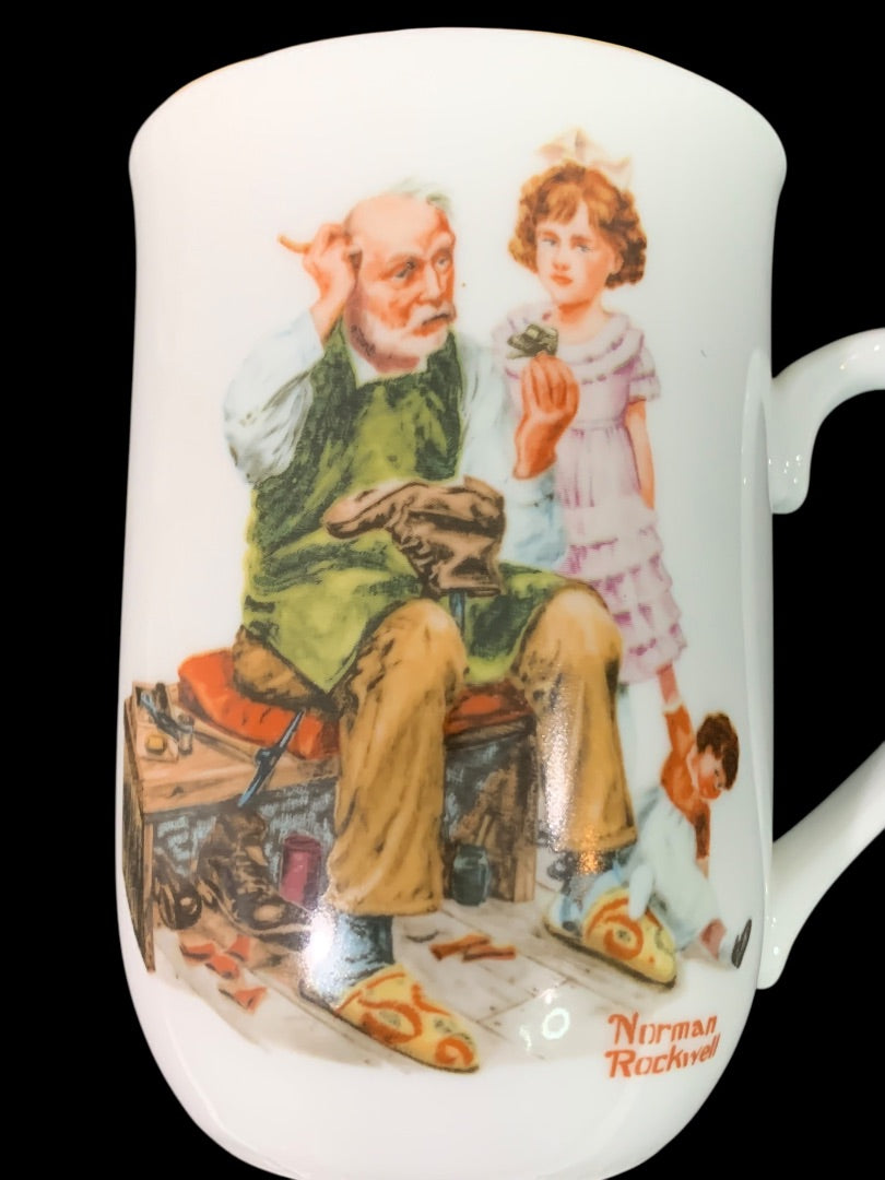 1982 Norman Rockwell Museum Collection Mug Gold Trim "The Cobbler"