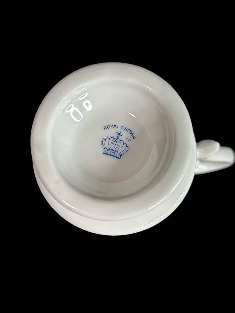 Royal Crown Pedestal Ceramic Bird Mug Gold Trim Brown Yellow Throat