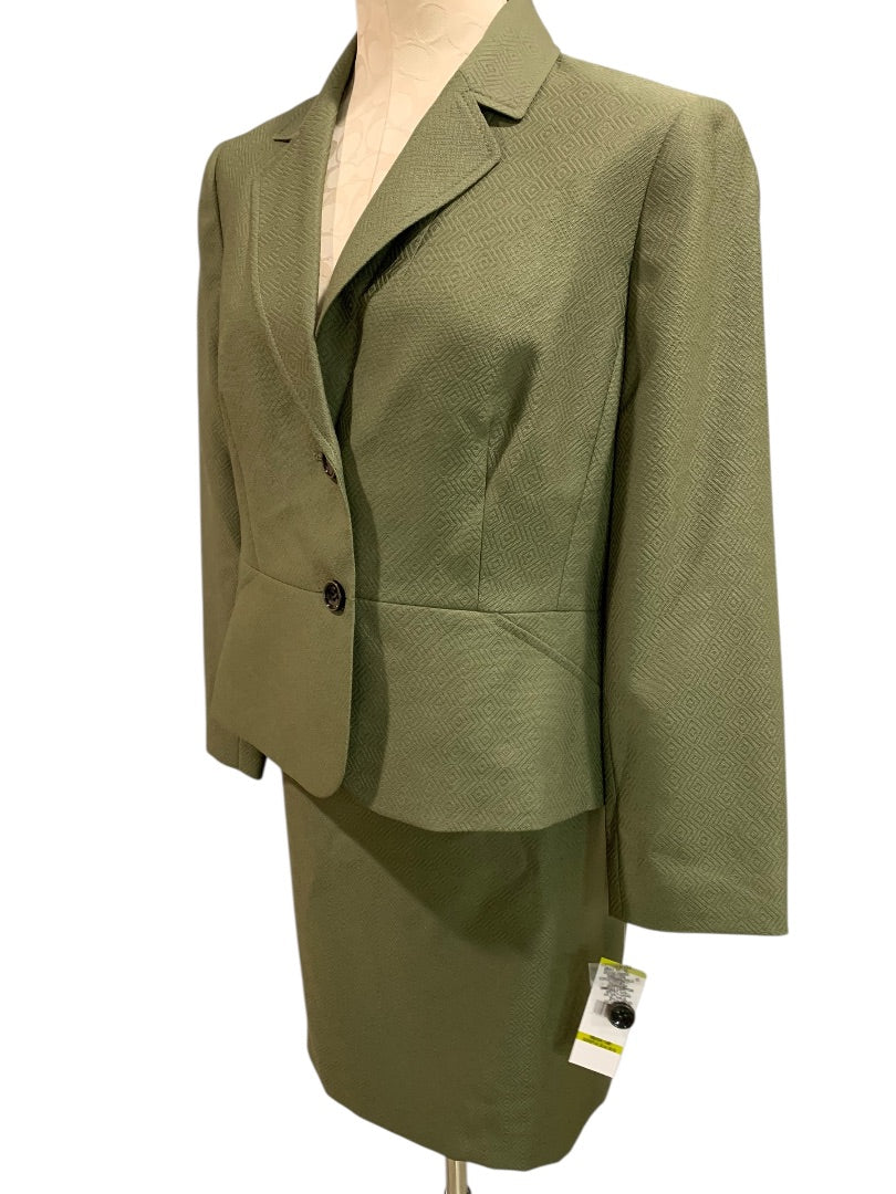 Size 14P Le Suit Petite New Womens Green Skirt Suit Jacket Blazer Olive Green