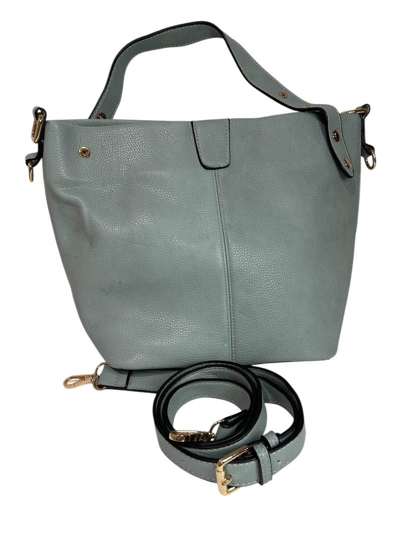 Joy Susan Pebbled Blue Vegan Leather Classic Hobo Handbag Removable Strap