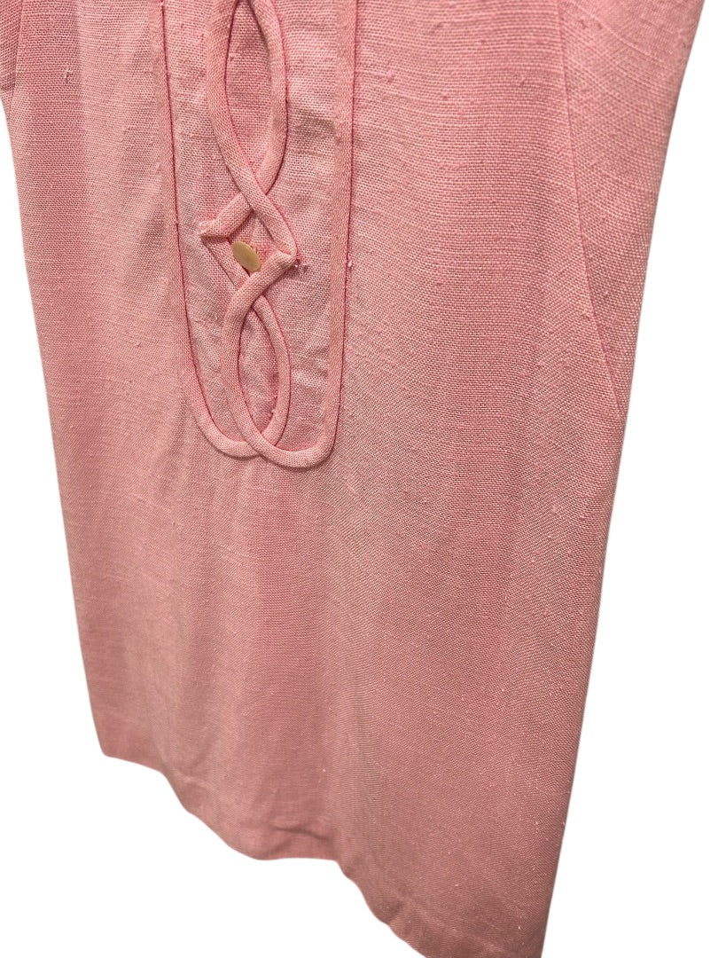 For JPs Only Womens Dress Pink Vintage Braided Front 60s Mod Style