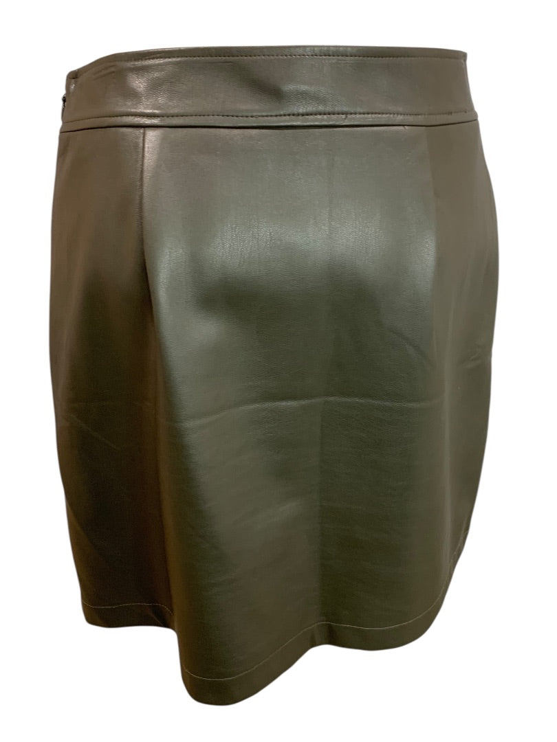 Size 4P Loft Petites Dark Gray Faux Leather Skirt Side Zip Front Pockets