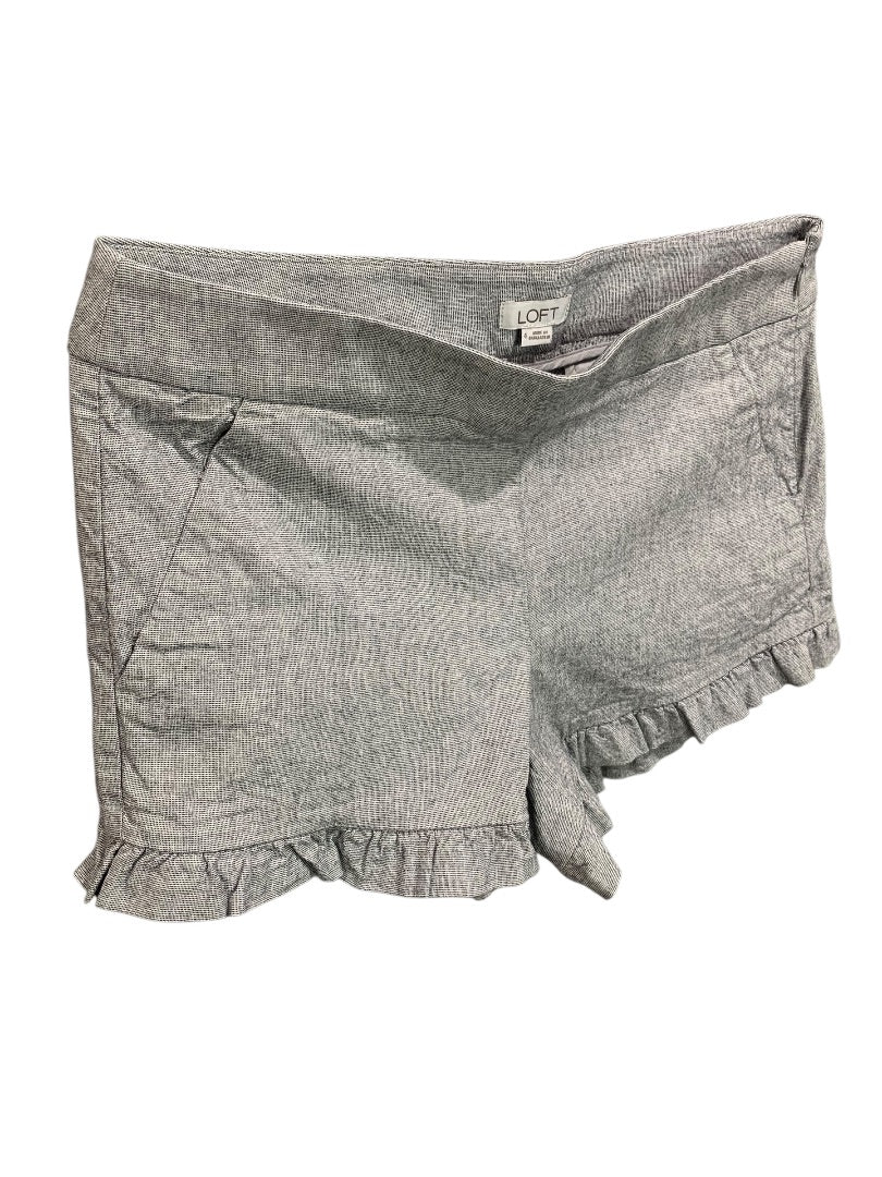 Size 4 Loft Womens Ruffle Hem Shorts Side Zip Blue