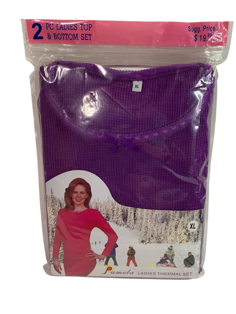 XL Pamela Ladies Thermal Set New Sealed 2 Piece Purple