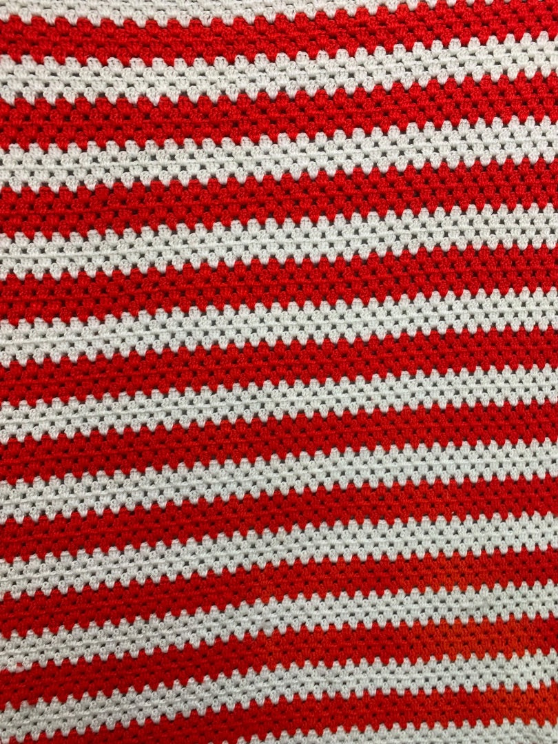 Vintage Crochet Patriotic USA Throw Blanket Afghan Stars Stripes 55" x 41"