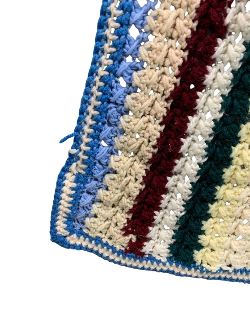 Vintage Crochet Striped Afghan Throw Blanket 48" x 42"