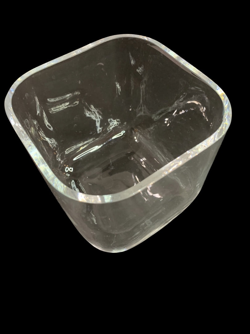 Crate & Barrel Clear Glass Vase 4.75" Cube